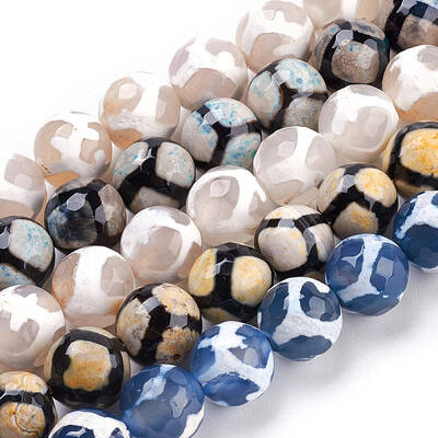 Tibetan Style Turtle Back Pattern dZi Beads Strands