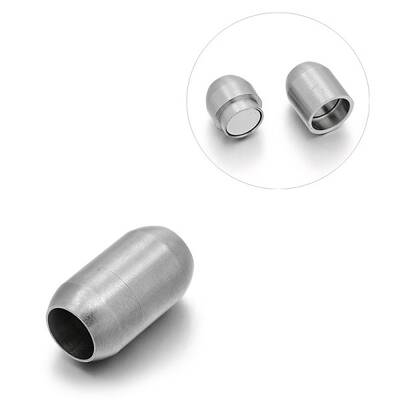 Tarnish Resistant Matte 304 Stainless Steel Barrel Magnetic Clasps with Glue-in Ends