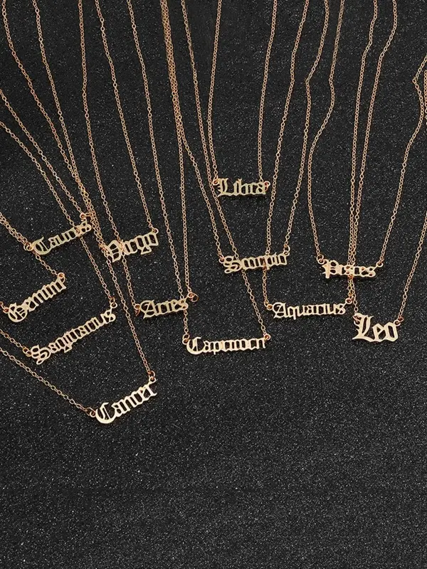 Temperament 12 Constellation Themed Pendant Necklace for Men & Women, Summer Fashion Atmospheric Matching Necklace Jewelry, G...