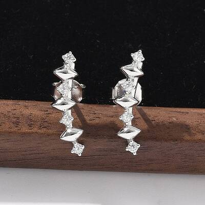 925 Sterling Silver Clear Cubic Zirconia Stud Earrings
