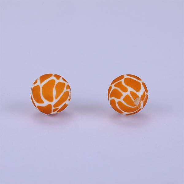 Printed Round Silicone Focal Beads
