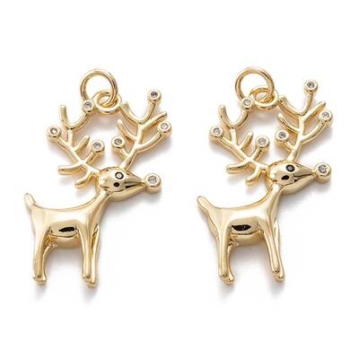 Christmas Real 18K Gold Plated Brass Micro Pave Cubic Zirconia  Pendants
