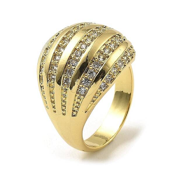 Rack Plating Brass Micro Pave Cubic Zirconia Finger Ring