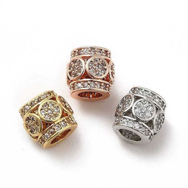 Rack Plating Brass Micro Pave Cubic Zirconia Beads