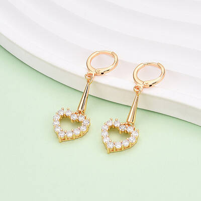Brass Micro Pave Cubic Zirconia Leverback Earrings