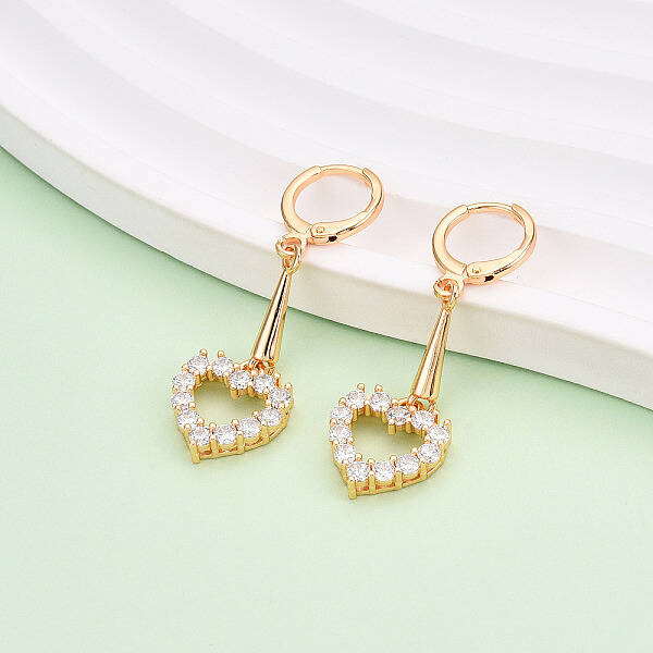 Brass Micro Pave Cubic Zirconia Leverback Earrings