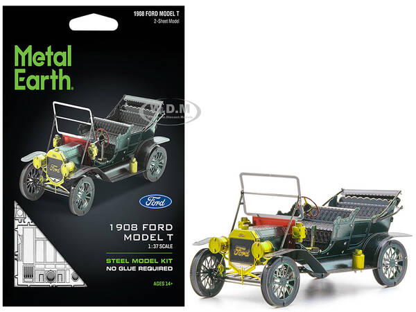 Model Kit 1908 Ford Model T Dark Green (Moderate Difficulty) Steel Model by Metal Earth