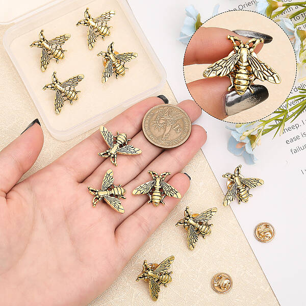 12Pcs Alloy Bees Lapel Pin