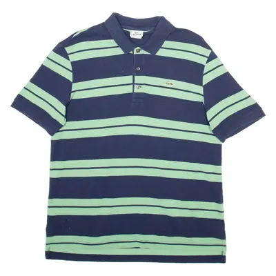 LACOSTE Mens Polo Shirt Blue Striped Short Sleeve L
