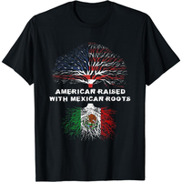 men gifts [100% Cotton] American Raised Mexican Roots T-Shirt With Flag Inspired Tree Design .