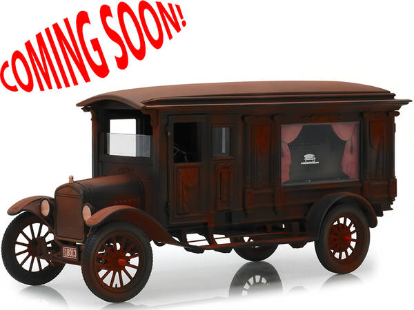 1921 Ford Model T Ornate Carved Hearse Unrestored Barn Find with Black Coffin Precision Collection 1/18 Diecast Model Car by ...