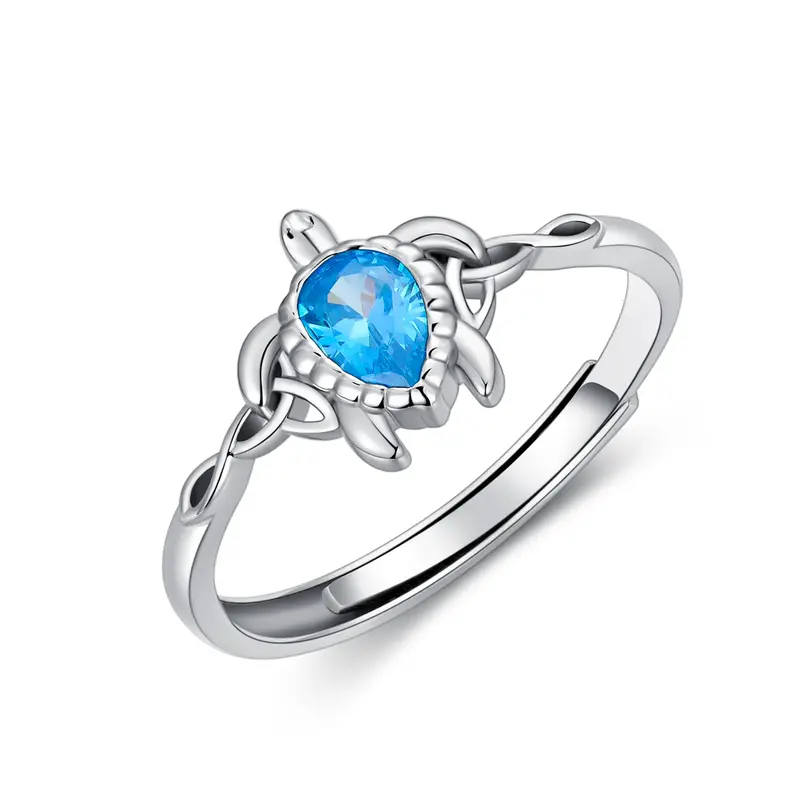 Sterling Silver Cubic Zirconia Sea Turtle Open Ring