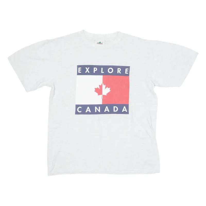 QUALITY GOODS Explore Canada Mens T-Shirt Grey Crew Neck S