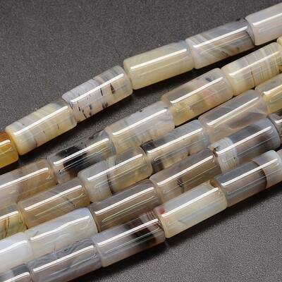 Column Natural Dendritic Agate Bead Strands