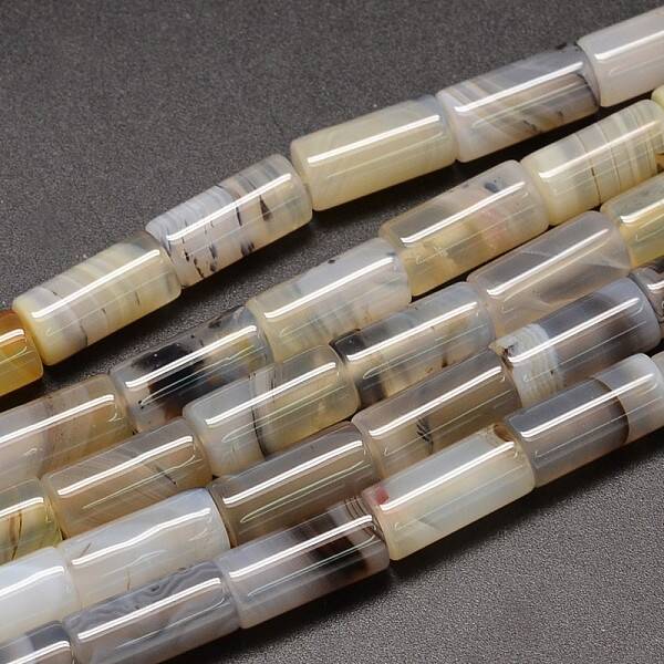 Column Natural Dendritic Agate Bead Strands