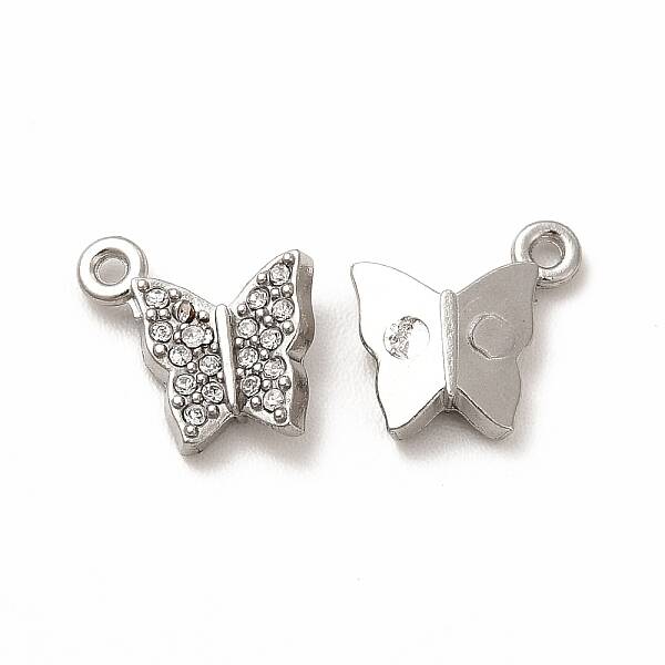 316 Surgical Stainless Steel with Crystal Rhinestone Pendants