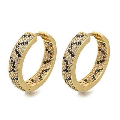 Rack Plating Brass Micro Pave Cubic Zirconia Hoop Earrings