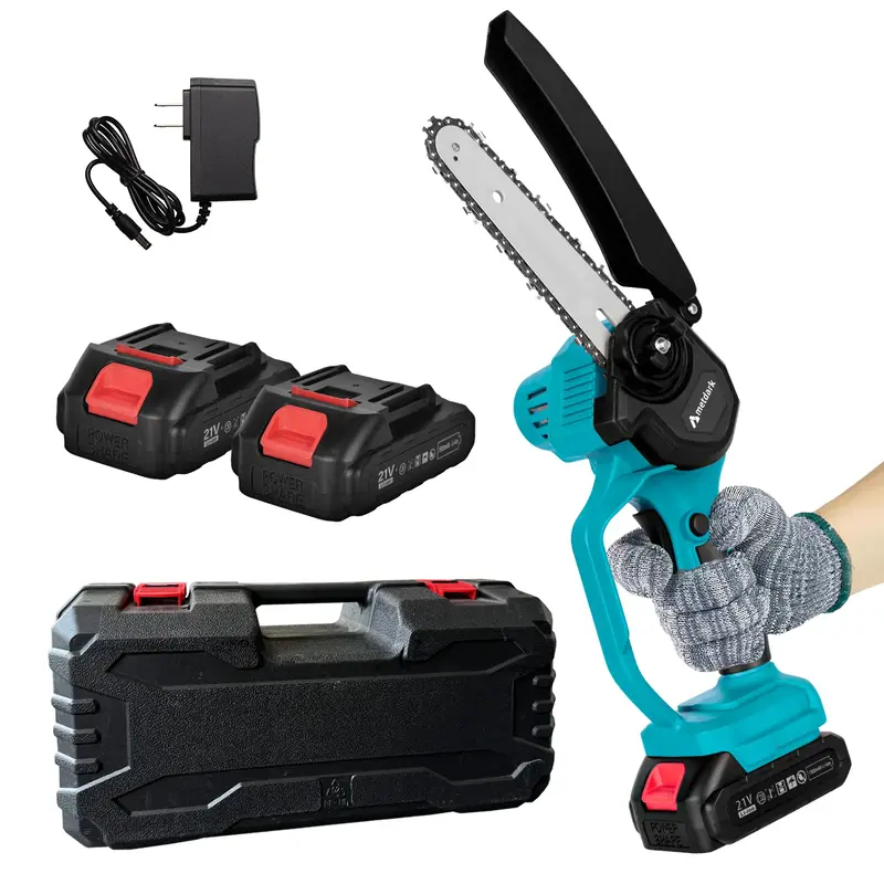 Mini Chainsaw 6 Inch Cordless with 2 Battery,[2024 Upgrade] Handheld Chainsaw with Auto-Oiler, Electric Chainsaw Cordless Sen...