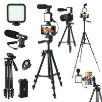 Video Blog Kit for YouTubers, 1 Set Telescopic Tripod & Microphone & Fill Light & Remote Control, Perfect Video Recording Acc...