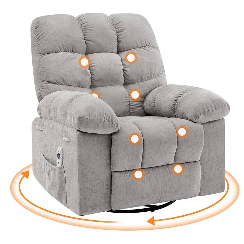 Garvee 360° Swivel Rocking Recliner Chair, Massage Rocker Recliner Chair with Vibration and Heat,Oversized Rocker Recliner S...