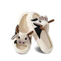Cute Cow Slippers Comfort Fuzzy Milky Cow Slides Fuzzy Milky Cow Slide Indoor Cozy Cartoon Animal Slipper House Footwear Shoe...