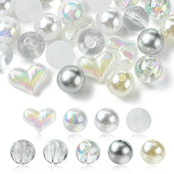 40Pcs 9 Styles Acrylic Beads