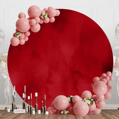 Dark Red Art Foggy Texture Round Birthday Backdrop - Aperturee