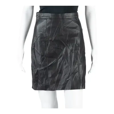 VERA MODA Faux Leather Womens Straight Skirt Black Short XS