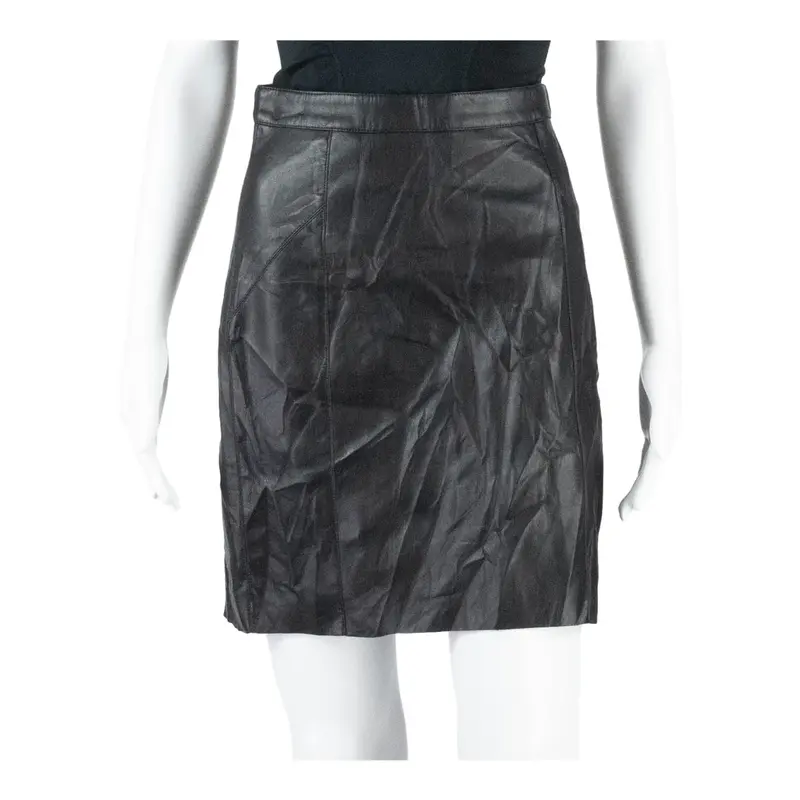 VERA MODA Faux Leather Womens Straight Skirt Black Short XS