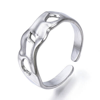 Non-Tarnish 304 Stainless Steel Open Cuff Ring for Women