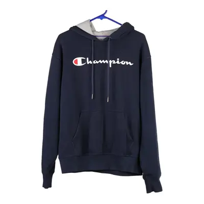Champion Spellout Hoodie - Medium Navy Cotton