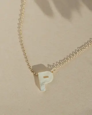 Dawn Initial Necklace | Metal Color: Solid 14K Gold | Style: P