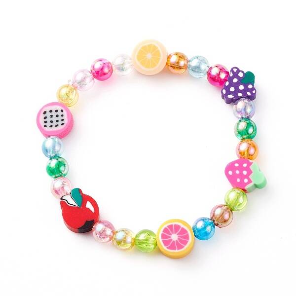 Handmade Polymer Clay Beads Stretch Bracelets for Kids