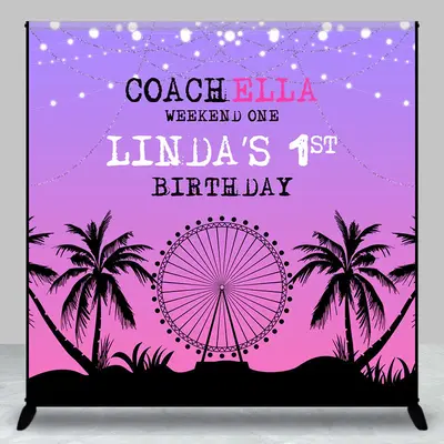 Summer Night Coachella Tree Custom Birthday Backdrop