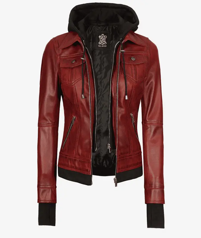 Maroon leather jacket
