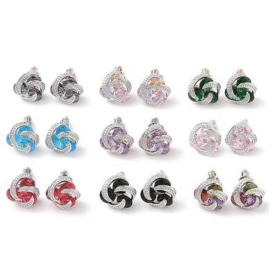 Rack Plating Brass Micro Pave Cubic Zirconia Stud Earrings