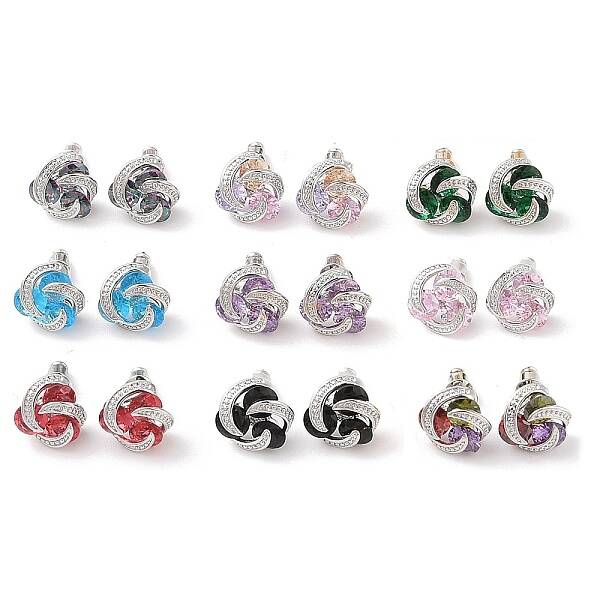 Rack Plating Brass Micro Pave Cubic Zirconia Stud Earrings