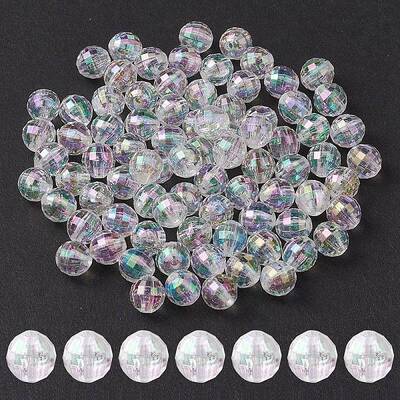 Faceted Eco-Friendly Transparent Acrylic Round Beads