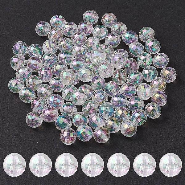 Faceted Eco-Friendly Transparent Acrylic Round Beads