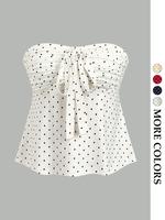 Women's Polka Dot Print Tube Top, Casual Off Shoulder Top for Spring & Fall, Ladies Clothes for Daily Wear, Womenswear