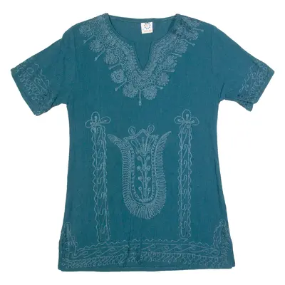 Womens Printed Top Blue V-Neck Paisley S