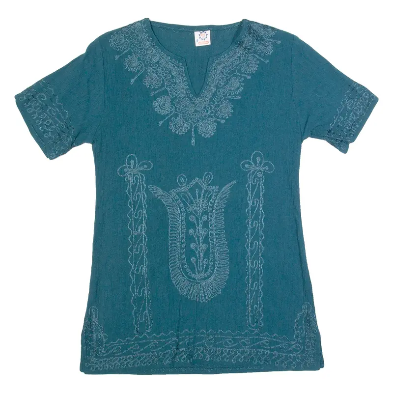 Womens Printed Top Blue V-Neck Paisley S