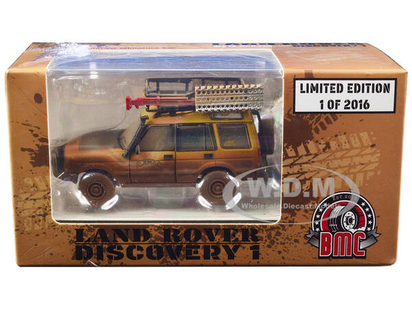 Land Rover Discovery 1 RHD (Right Hand Drive) Camel Trophy Yellow (Dirty Mud Version) with Roof Rack Extra Wheels and Accesso...