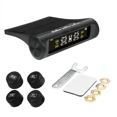 Car TPMS Solar Powered Auto Security Alarm System, Easy Installation Vehicle Tyre Pressure Digital LCD Display with Automativ...