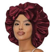 New Double Layer Satin Adjustable  Bonnet with Tie Band for Sleeping  Satin Lined Silk Skin Friendly Bonnets for Women Natura...