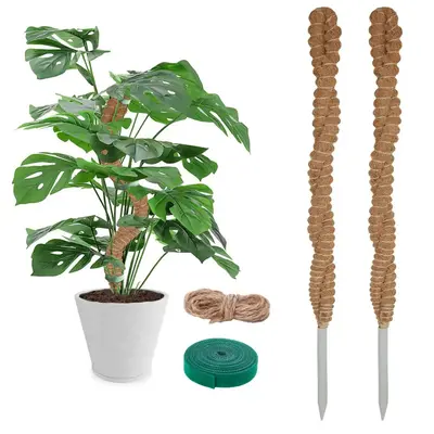 2 Pack Moss Pole for Plants Monstera - 25 Inch Bendable Plant Stakes for Indoor, Moss Poles for Climbing Plants, Handmade Coc...