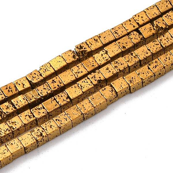 Electroplated Natural Lava Rock Beads Strands