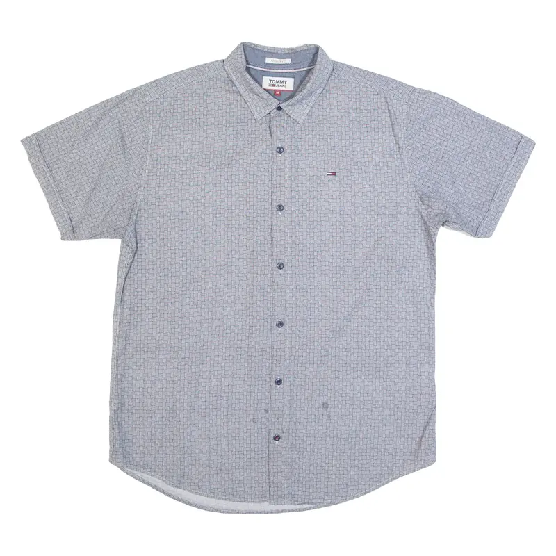 TOMMY HILFIGER JEANS Weave Mens Shirt Blue Geometric M