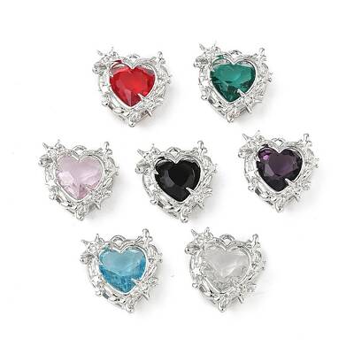 Brass & Glass Micro Pave Cubic Zirconia Pendants