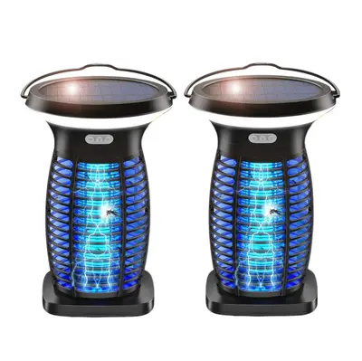 Solar Bug Zapper, 3-in-1 Mosquito Zapper with Camping Lantern, Cordless Bug Zapper for Outdoor and Indoor, Battery Powered Fl...